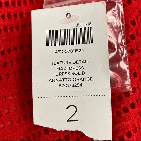 Chico’s Texture Detail Maxi Dress Women’s Size L Sleeveless Elastic Waist Orange - Picture 10 of 12